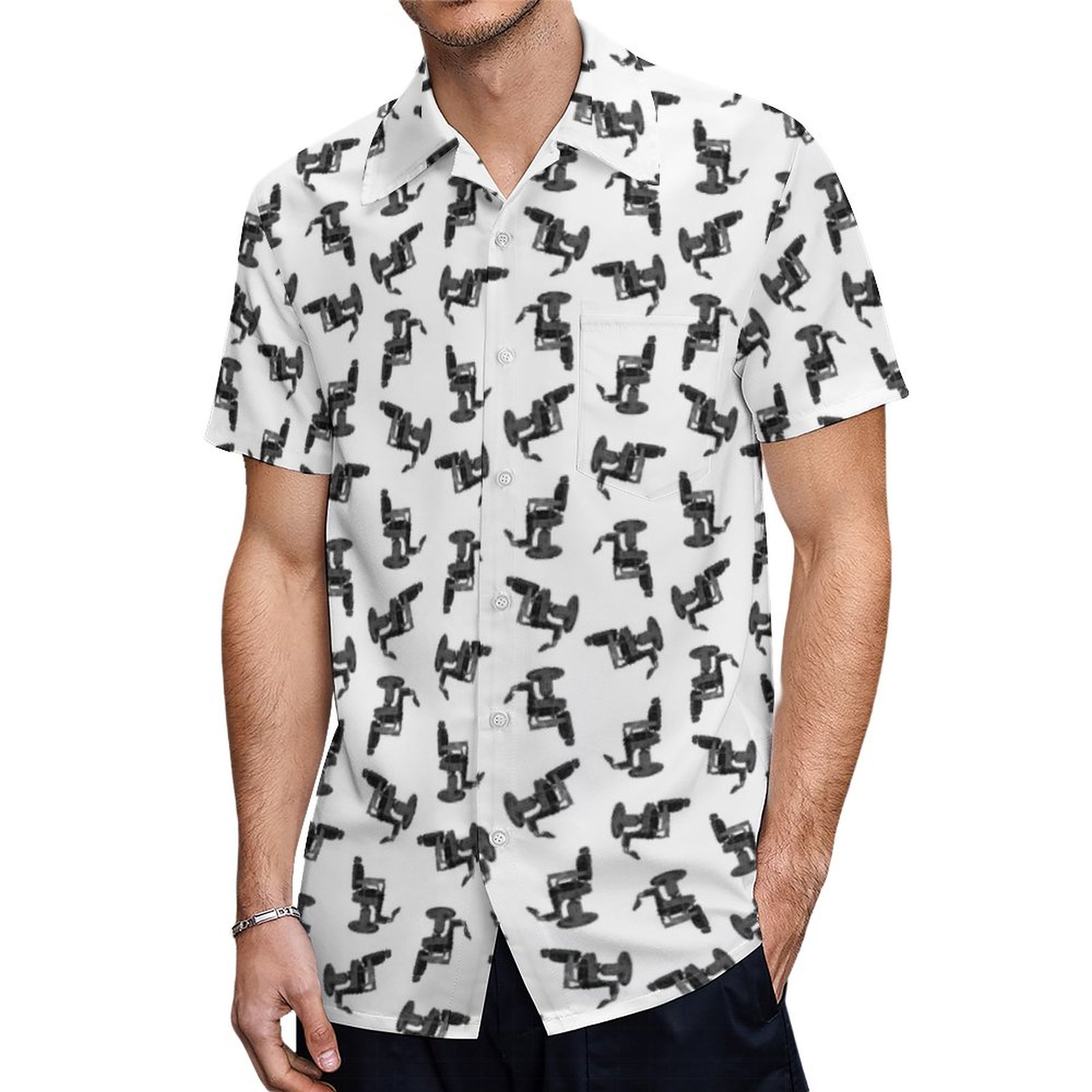 Antique Barbers Chair Custom Background Color Hawaiian Shirt Mens Button Down Tropical Hawaii Beach Shirts