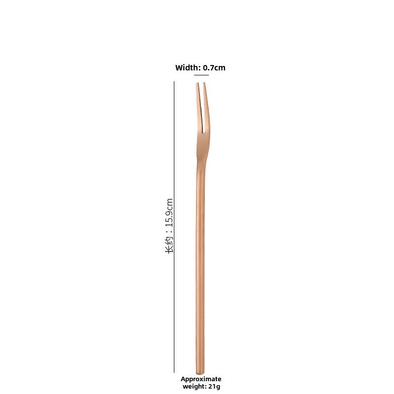 Japanese-style 304 Stainless Steel Long Handle Fruit Fork Coffee Mixing Spoon Small Spoon Dessert Ice Spoon Spoon Stir Stick