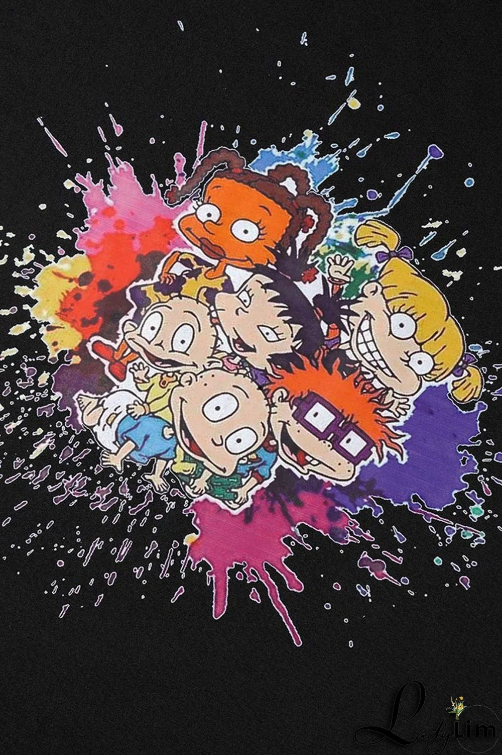 Pink Fashion Casual Cartoon Print Basic O Neck T-Shirts