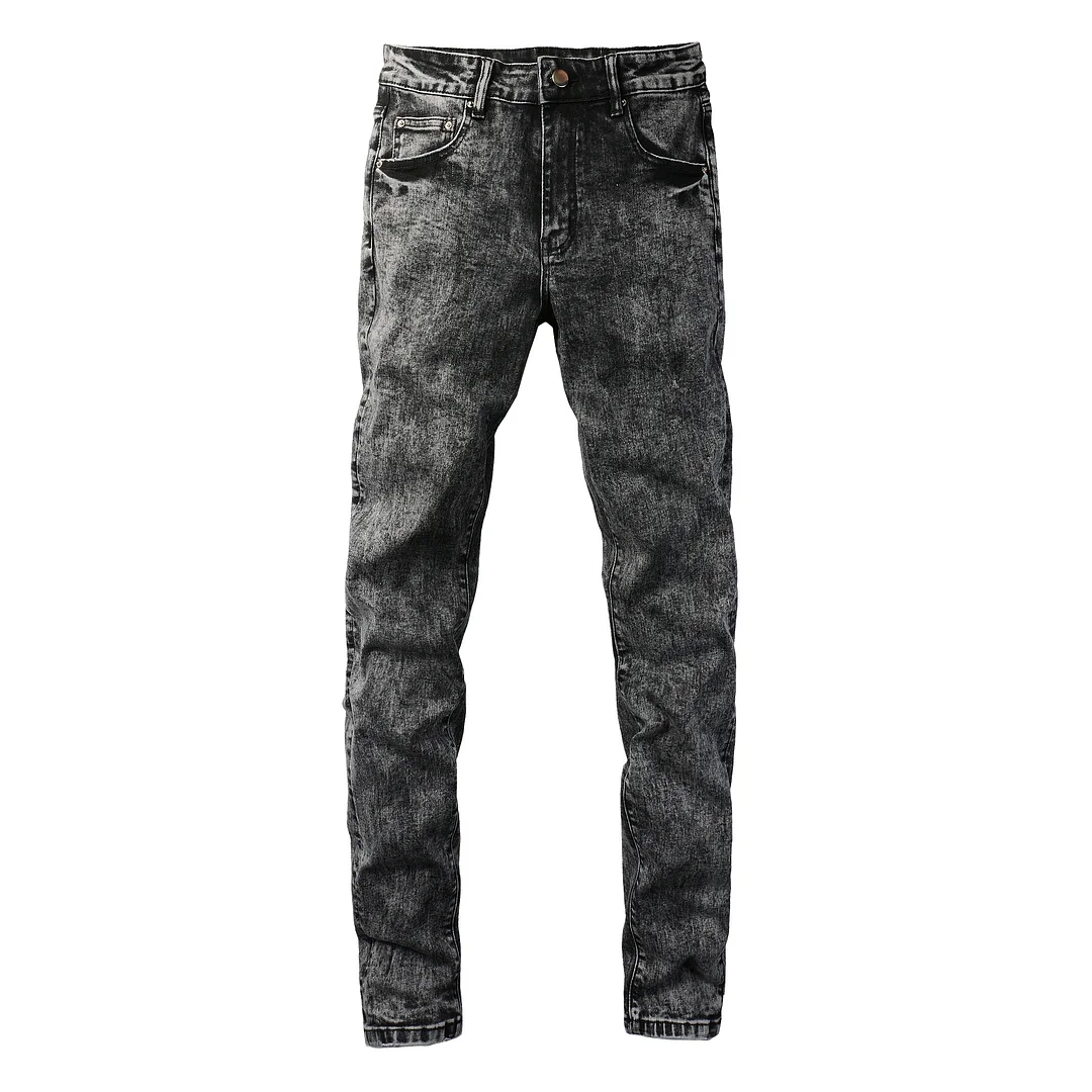 Men's Retro Black Elastic Jeans Skinny Biker Jeans