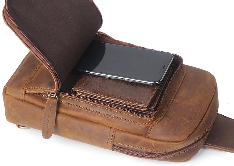 Retro Men's Handmade Leather Chest Bag