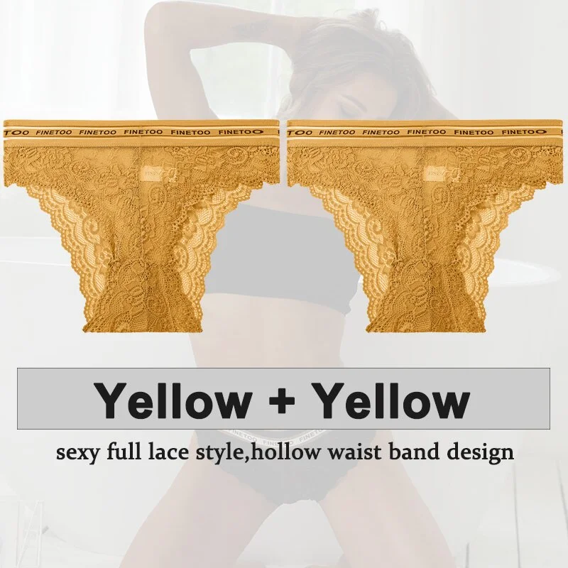 2PCS/Set Underwear Lace Panties Women's Lingerie Sexy Panties Female Underpants Floral Lace Perspective Waist Band Briefs Panty