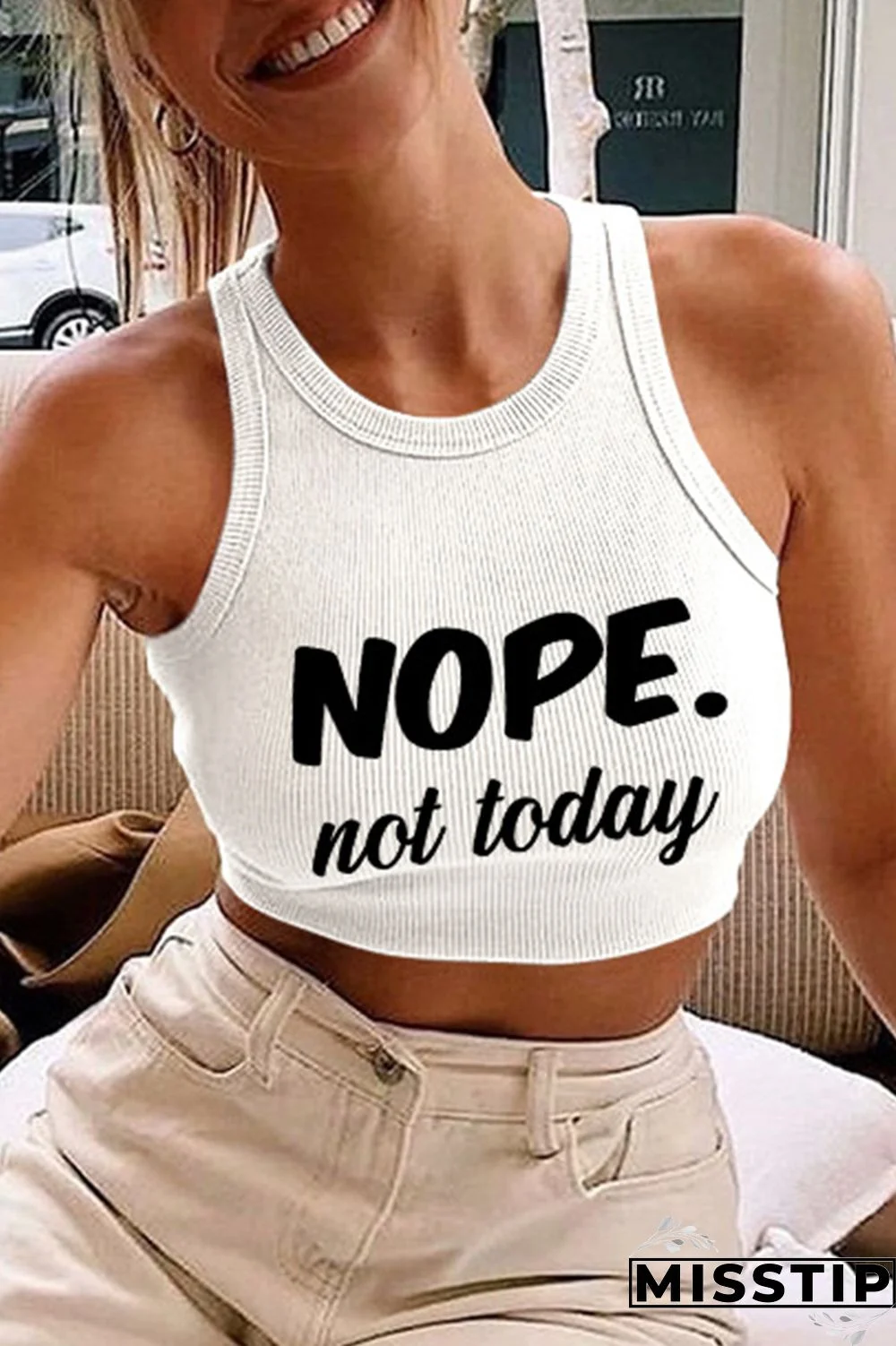 Black Casual Letter Print Basic O Neck Tops