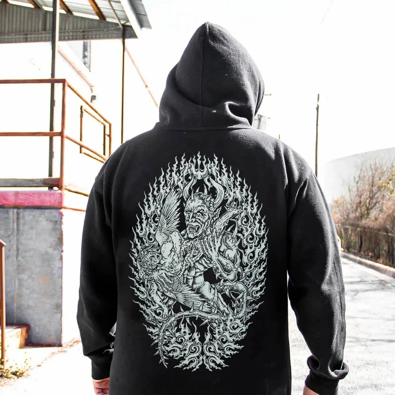 UPRANDY Monster Plays A Guitar Made By Girl Body Printed Men's Hoodie -  UPRANDY