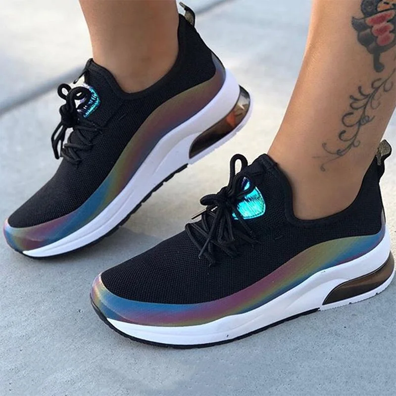 Qengg MCCKLE Women Colorful Cool Sneaker Ladies Lace up Vulcanized Shoes Casual Female Flat Comfort Walking Shoes Woman 2020 Fashion