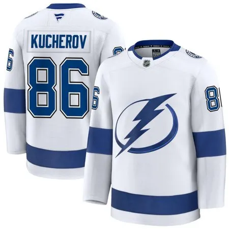 Youth Tampa Bay Lightning #86 Nikita Kucherov  White Away Premium Jersey