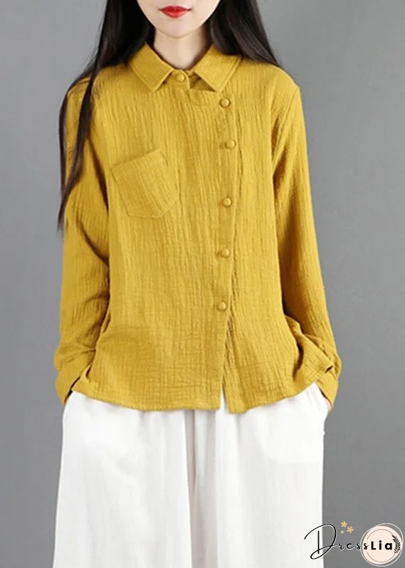 Unique Yellow Patchwork Shirt Long Sleeve
