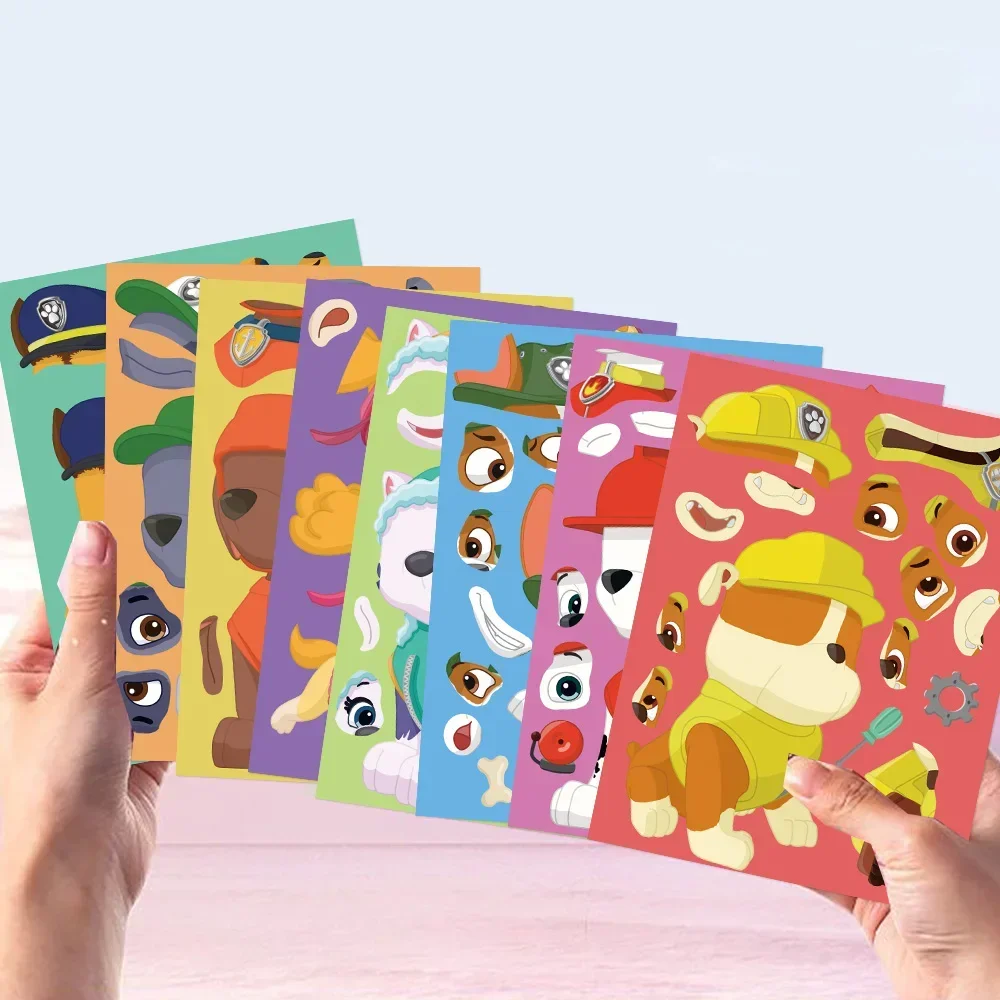 Tegooe 81648 Sheets Cartoon Dog Make-a-Face Puzzle Stickers - DIY Assemble Decals for Kids