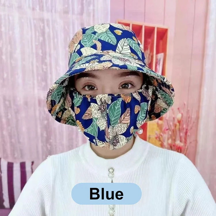 💥Floral Large Brimmed Sun Hat with Mask