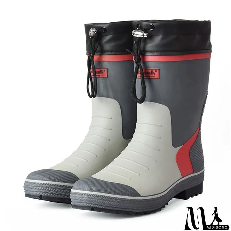 MidiSono - New Men's Casual Simple Waterproof Rain Shoes Fishing Boots
