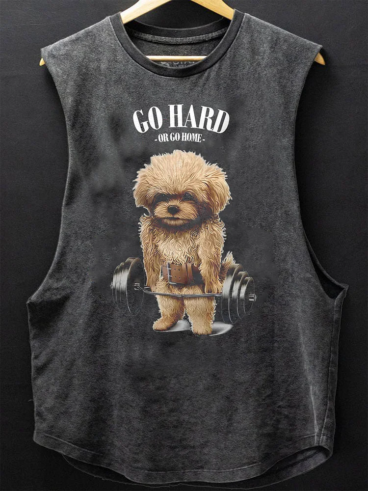 Men's Go Hard Or Go Home Dog Weightlifting Art Print Cotton Tank Top