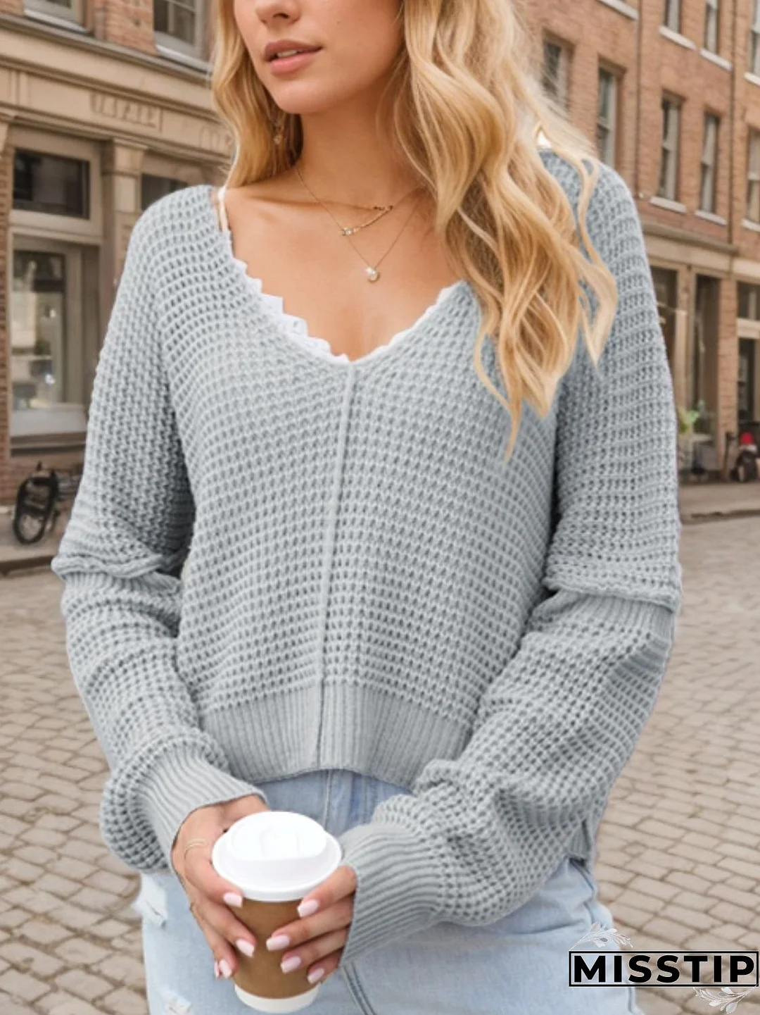V-Neck Long Sleeve Sweater