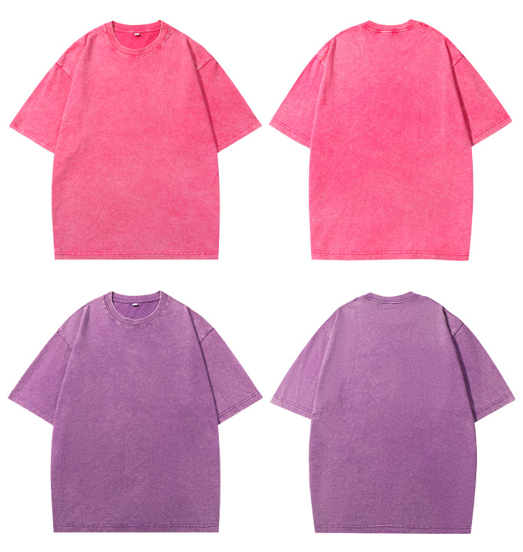 2026 Vintage Washed Men’s Short Sleeve T-Shirt Retro Streetwear INS Style Solid Color Loose Fit Tee