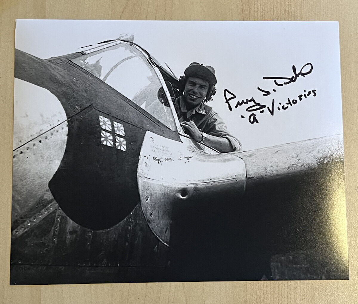 PERRY DAHL SIGNED 8x10 Photo Poster painting AUTOGRAPHED WORLD WAR 2 ACE PILOT COA