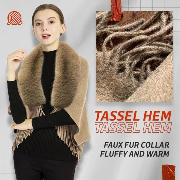 Fashion Fur Collar Shawl Cloak