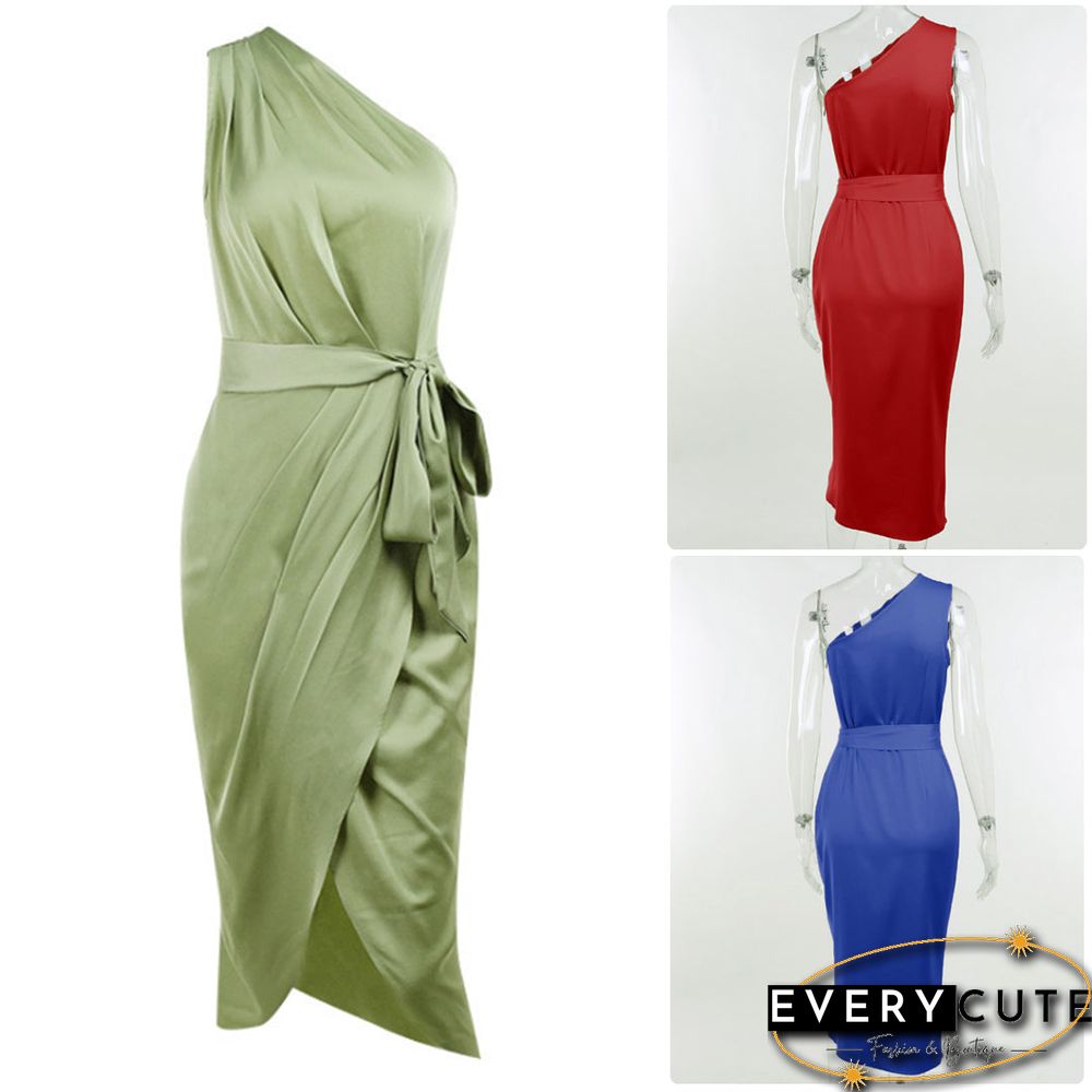 V-Neck High Waist Tie Dress