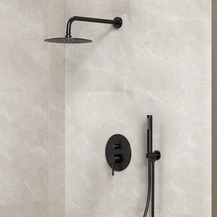 EVERSTEIN 10" High-Pressure Rainfall Shower System in Matte Black M6610BI-10BL