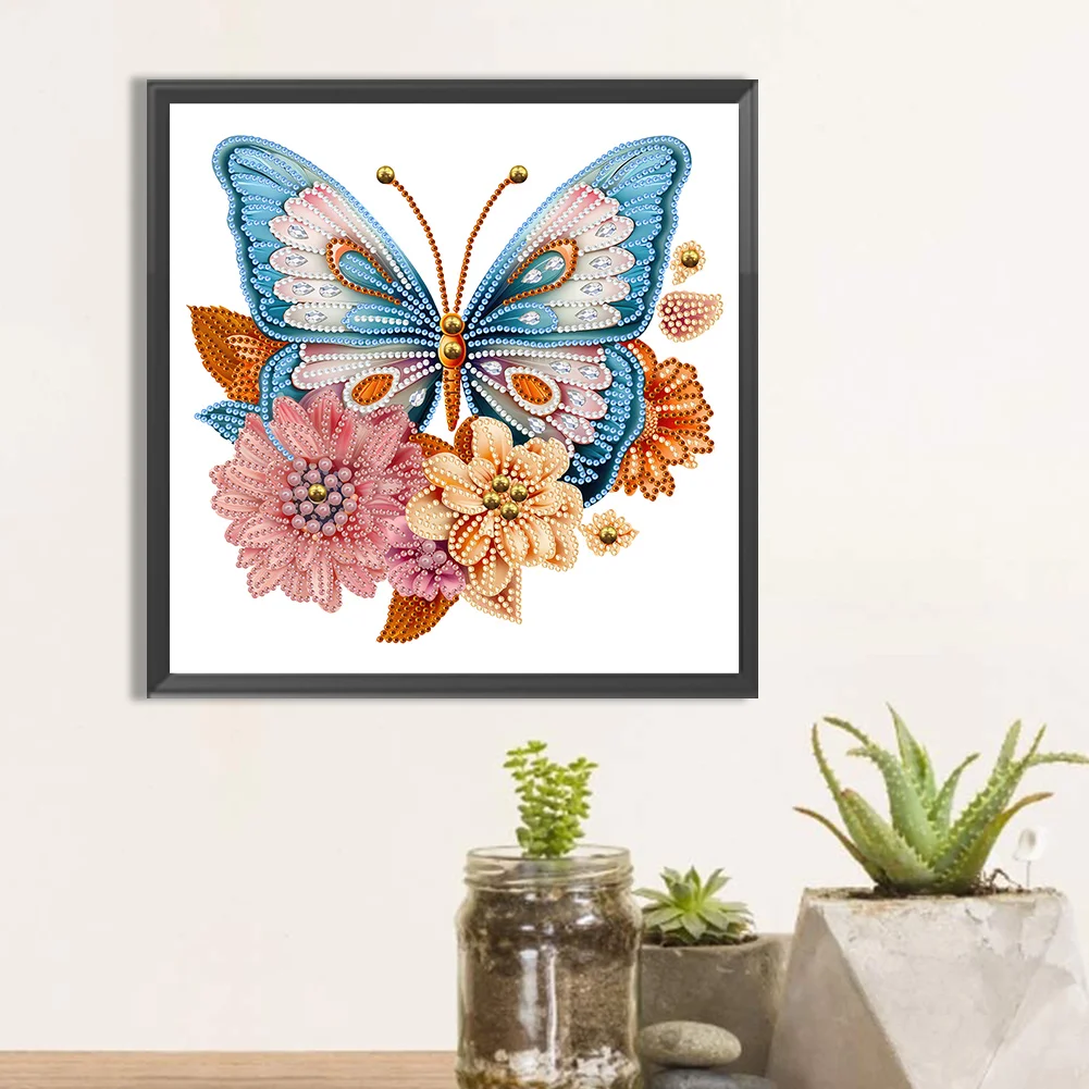 Diamond Painting - Partial Special Shaped Drill - Garden Butterfly(Canvas|30*30cm)