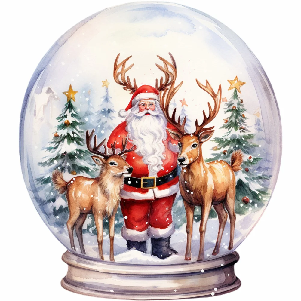 Full Round Diamond Painting - Santa Claus Crystal Ball(Canvas|30*30cm)