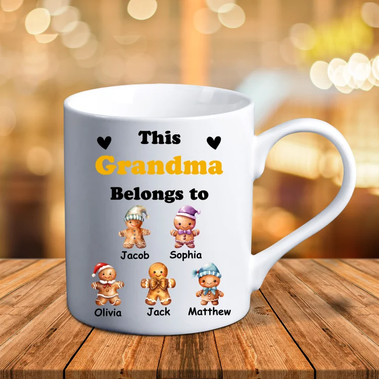 Personalized Family Gingerbread Man Mug With 1-6Names and 3 Text-Christmas Birthday Gift Ceramic Coffee Mug