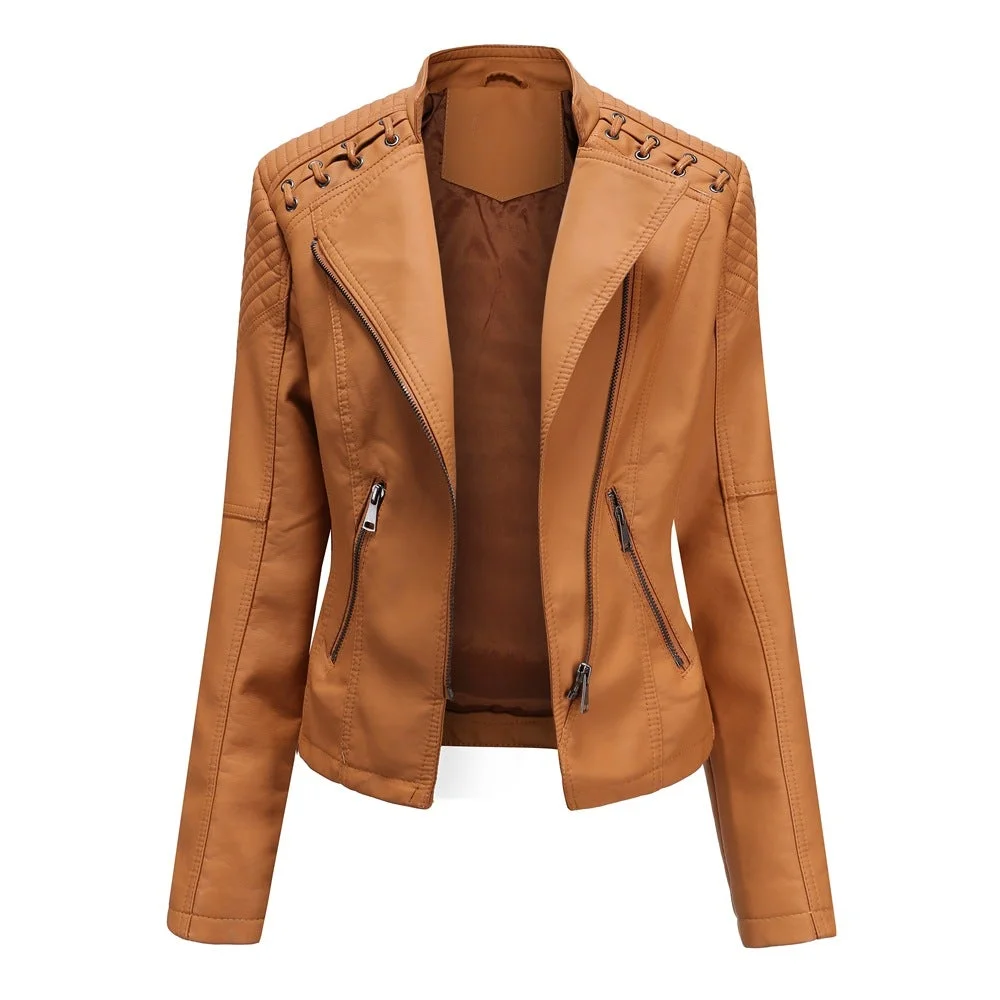 Women's Cropped Leather Multicolor Jacket