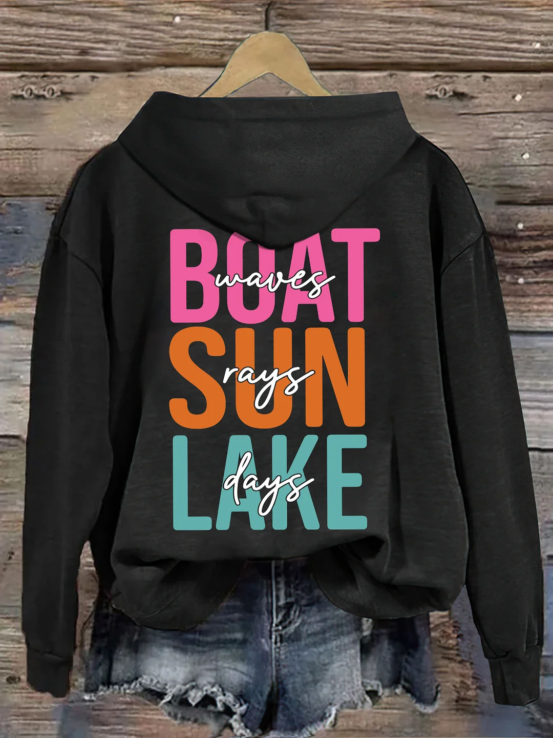 Boat Waves Sun Rays Lake Days Hoodie
