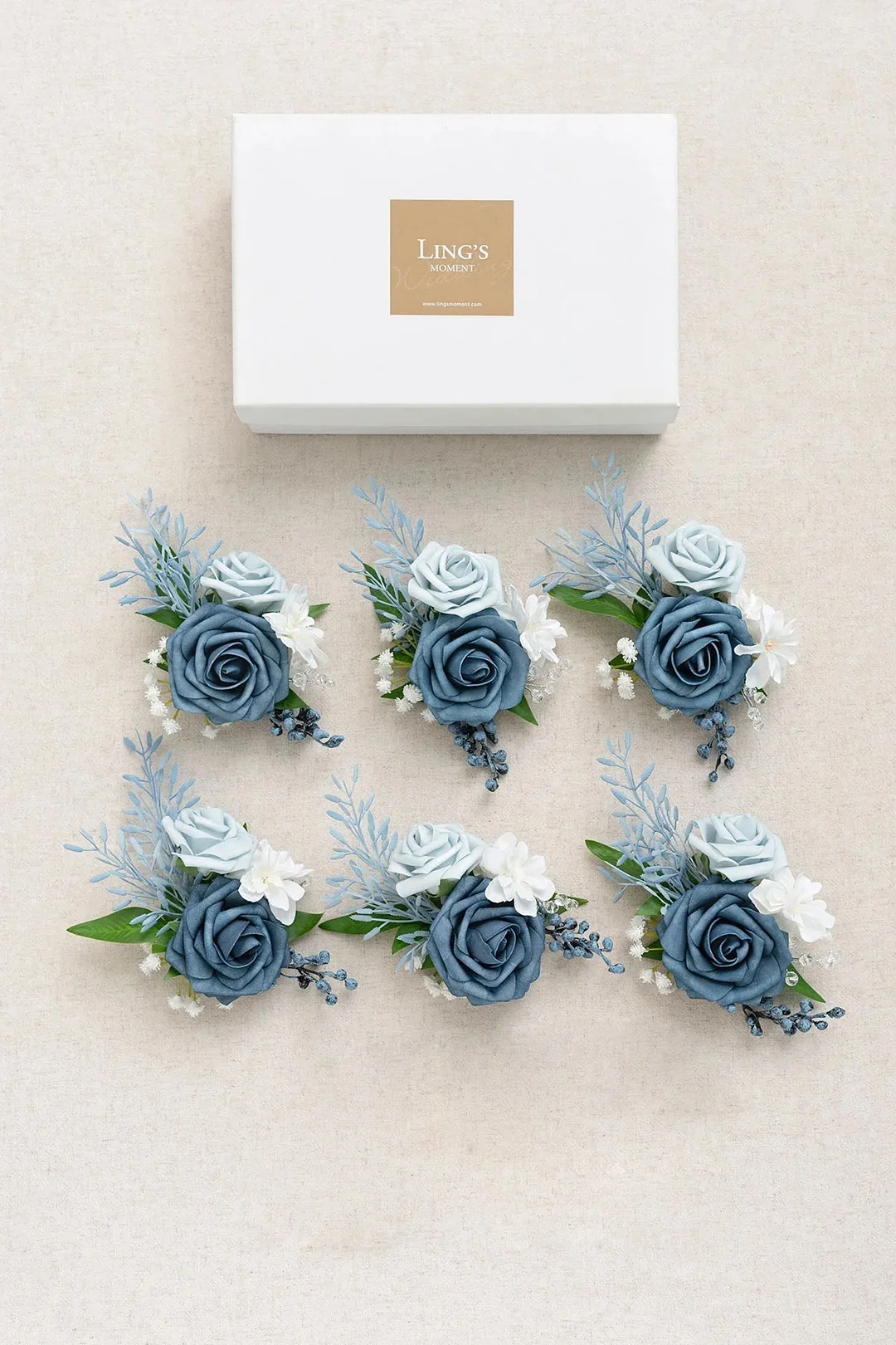 Wrist Corsages in Romantic Dusty Blue