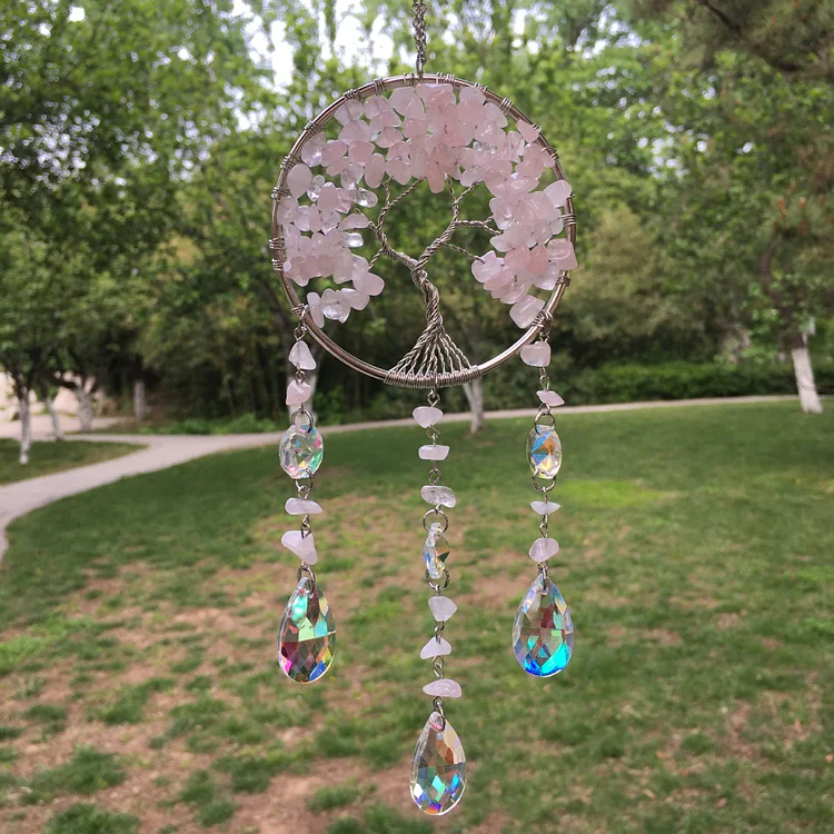 Olivenorma Winding Natural Crystal Gravel Tree Of Life Wind Chime
