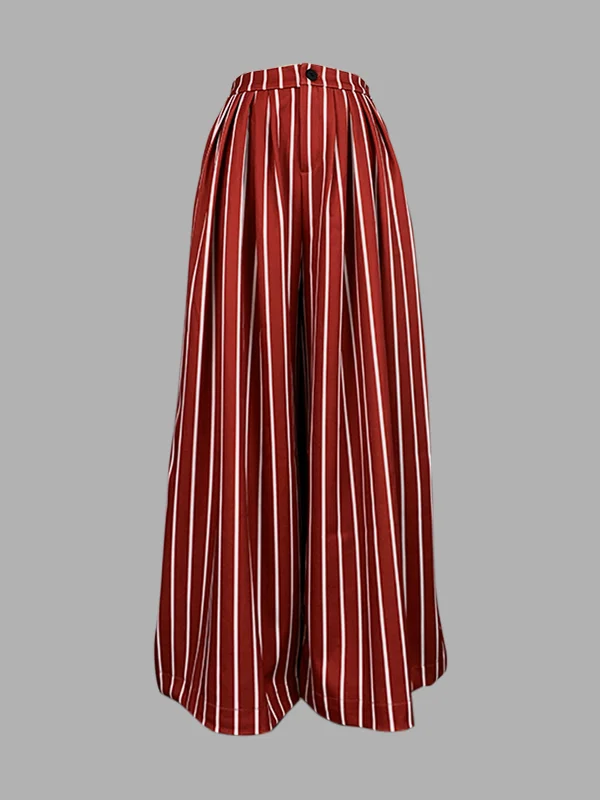 Striped Loose Wide Leg Trousers Casual Pants Bottoms