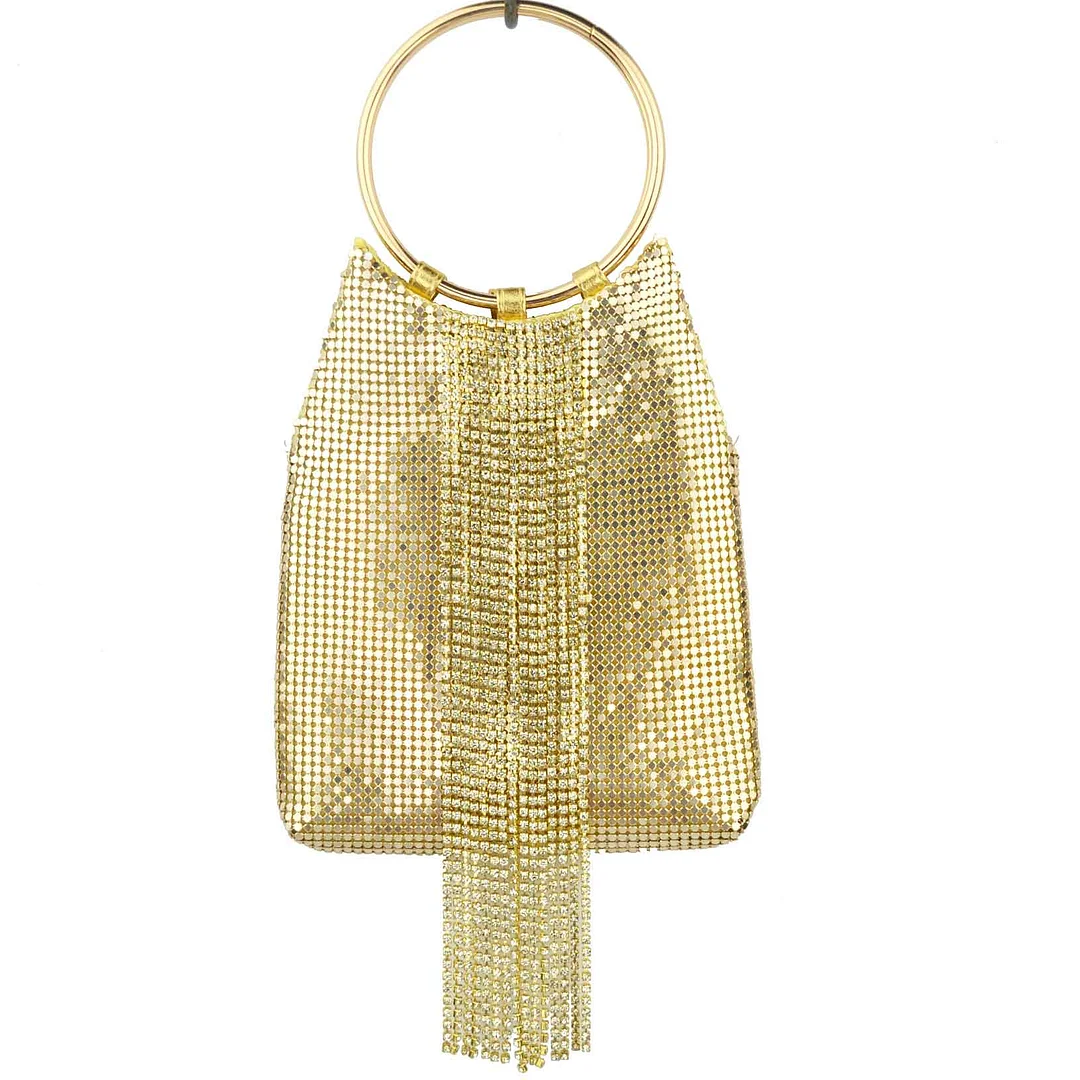 Bowling Design Pearl Clutch Bag circular ring Wristlets Bag Women Party Evening Bag Crystal tassels Ball Female wallet XQ-15