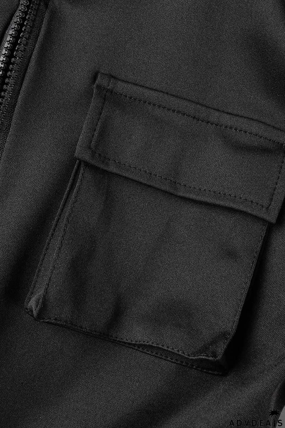 Army Green Street Solid Patchwork Pocket Zipper Collar Skinny Jumpsuits