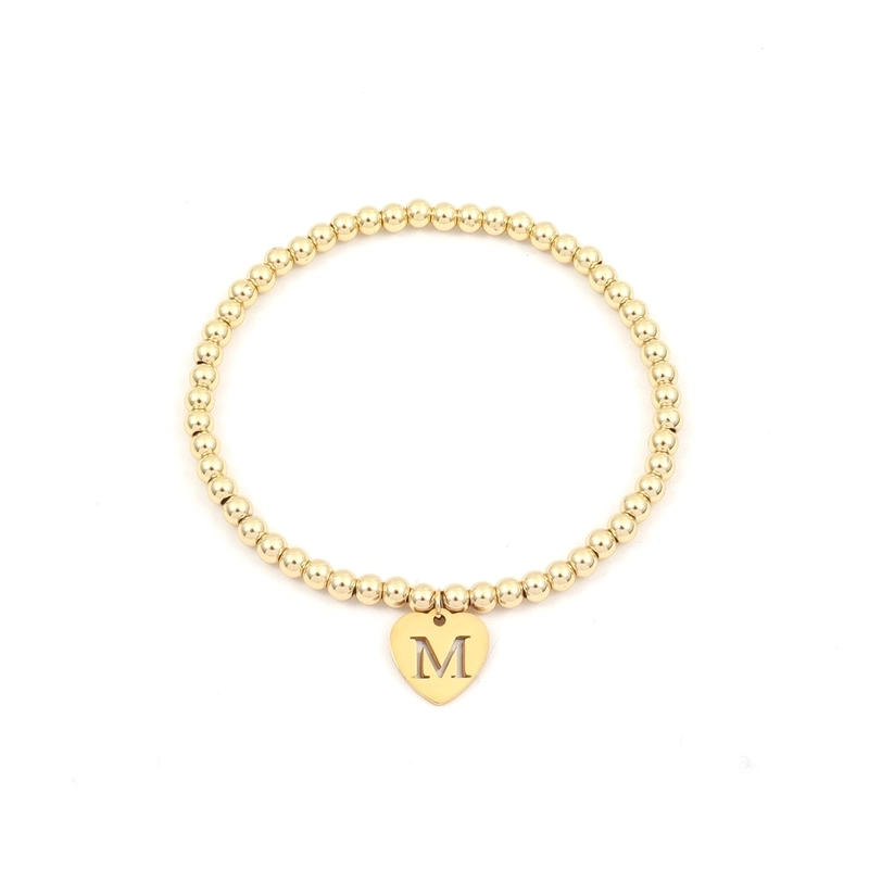 304 Stainless Steel Copper Beaded Letter Heart Shape Bracelets