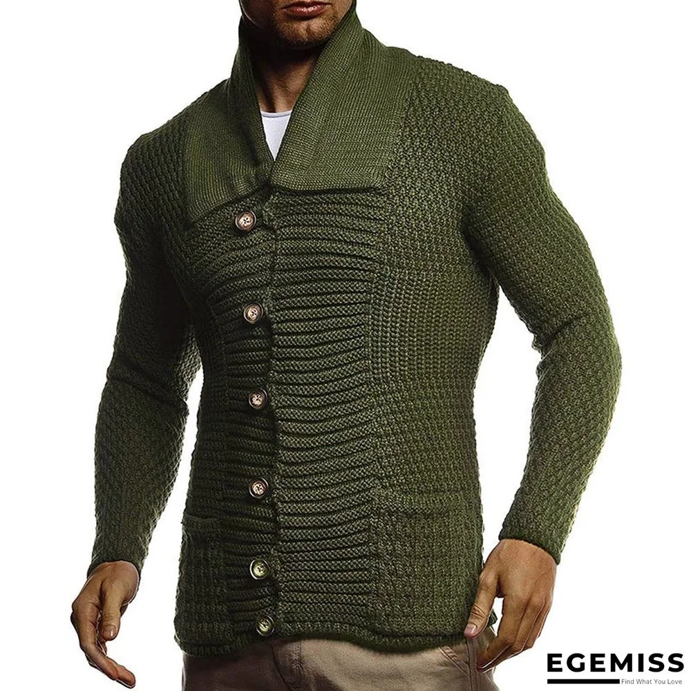 Men's Solid Color Long Sleeve Knitted Cardigan Coat | EGEMISS