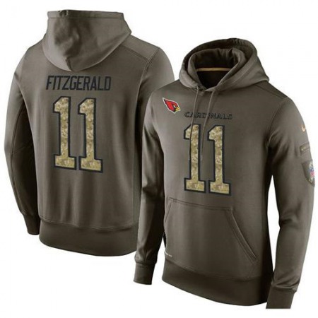 NFL Men's  Arizona Cardinals #11 Larry Fitzgerald Stitched Green Olive Salute To Service KO Performance Hoodie