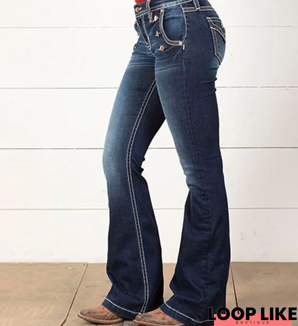Blue Solid Casual Jeans