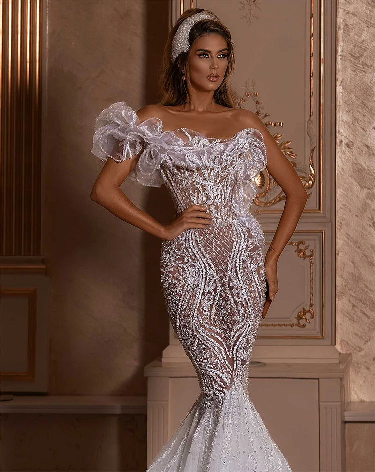 One Shoulder Mermaid Bridal Gown