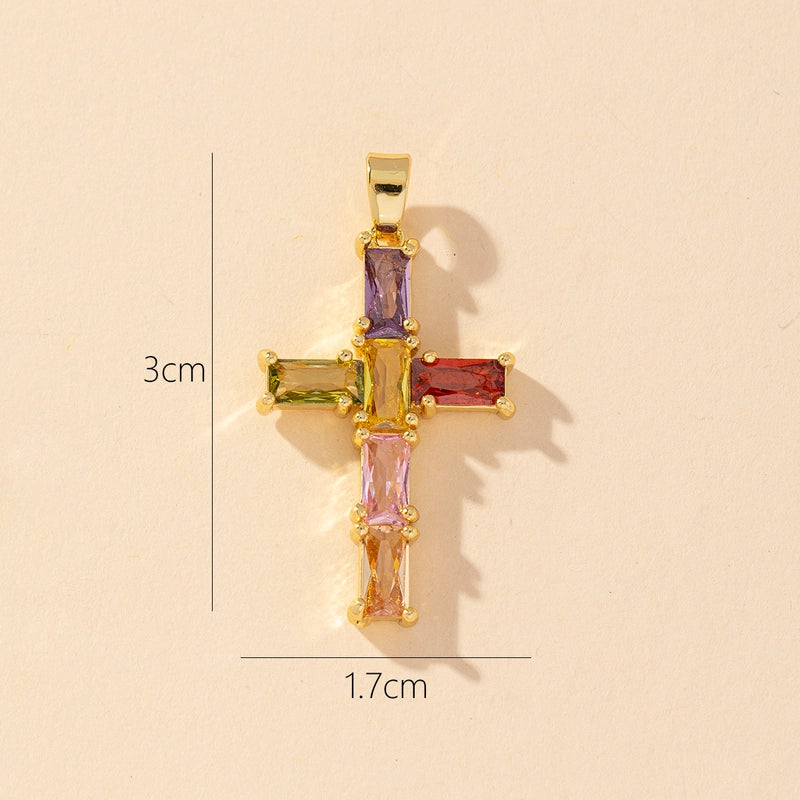 1 Piece Copper Zircon Printing Pendant