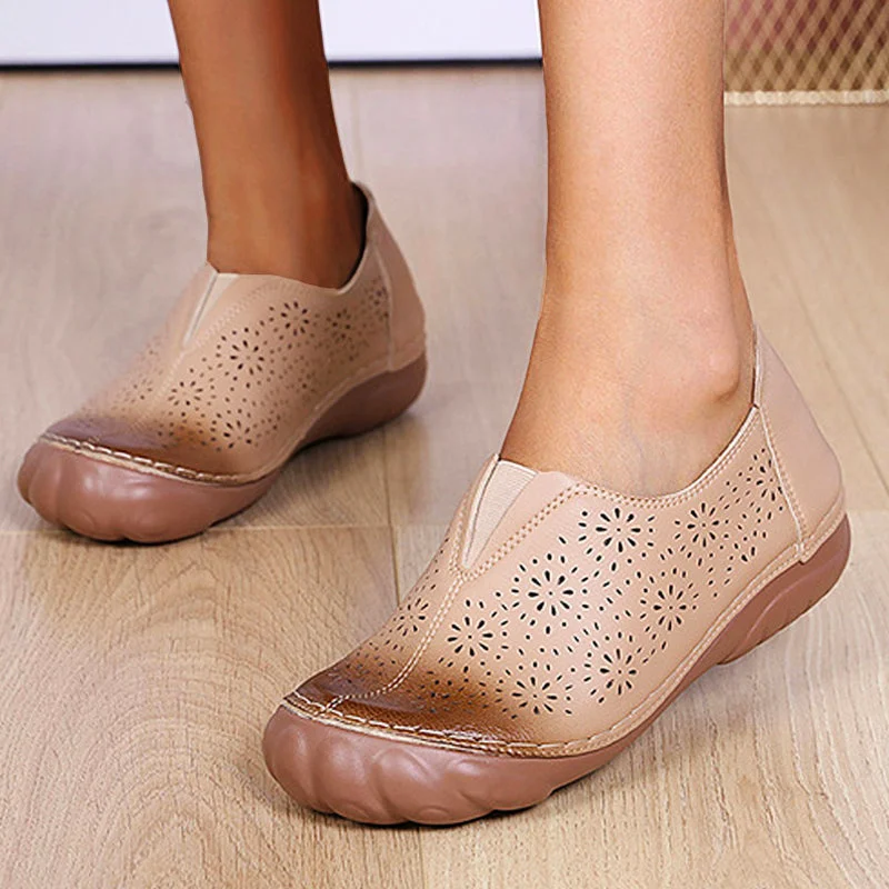  Orthopedic Vintage Faux Leather Women Slip On Shoes