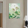 DIY Pearl Painting Green Lotus for Home Decor with Frame(30x40cm)