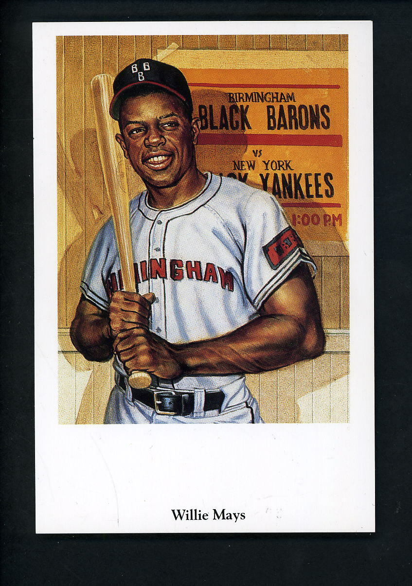 Willie Mays Negro League Birmingham Barons Ron Lewis Photo Poster painting Postcard