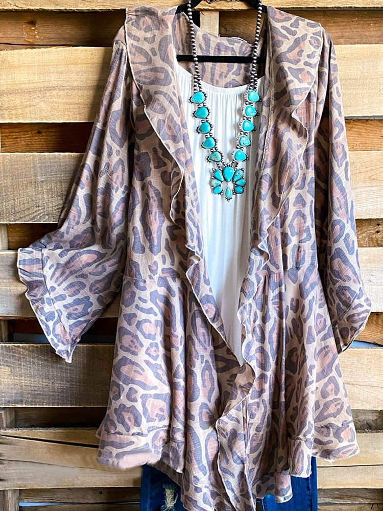 Oversized Casual Printed Kimono P179039487