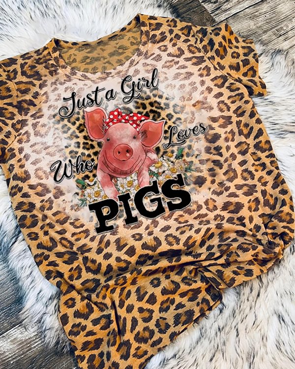 Just a Girl Who Loves Pigs Bleached T-shirt