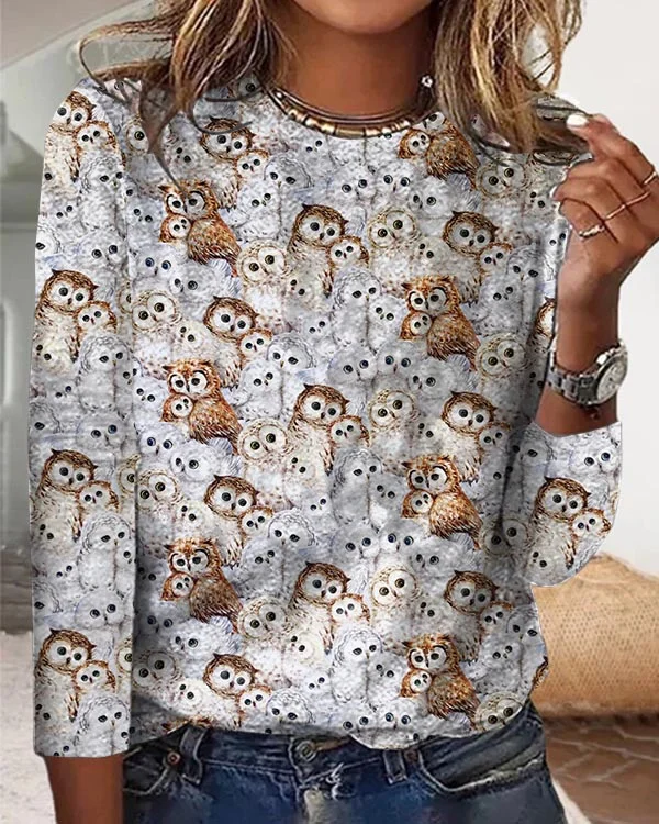 Owl Casual Crewneck Top