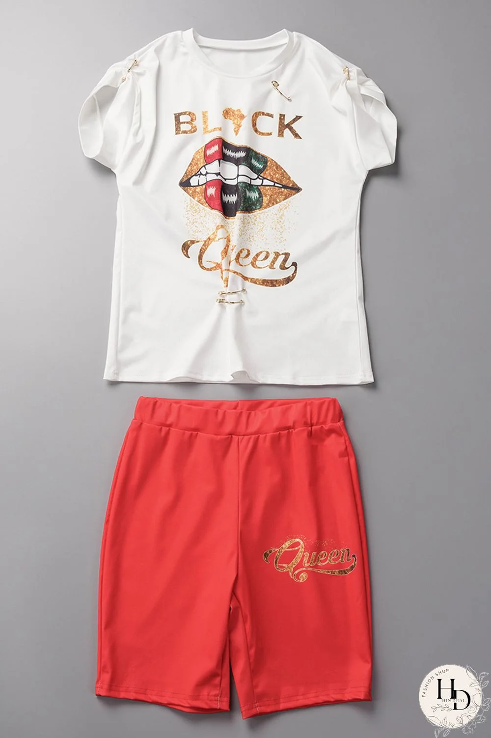 Dark Blue Casual Street Print Patchwork O Neck Short Sleeve Two Pieces