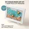 DIY Resin Beach Art Craft Kit with Frame, Resin Art Sea Glass Craft, Ocean Color Design, Materials for Adults Home Decor Desk Display, Ocean Themed DIY Kit Set and Creative Birthday Gift