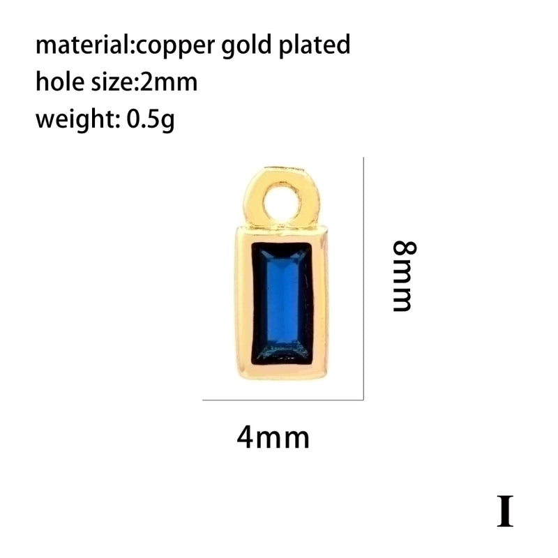 Casual Minimalist Round Rectangle Copper Plating Inlay Zircon 18k Gold Plated Charms