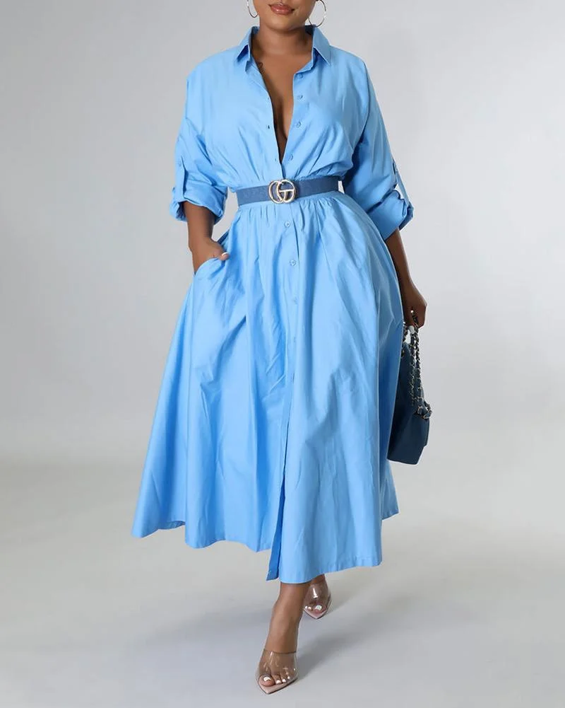 Casual Stylish Long Sleeve Shirt Dress