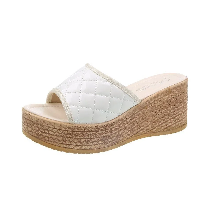 Wedges Shoes Women Slippers Women Luxury Open Peep Toes Summer Shoes Black Slippers Women Slides Wedge Sandals