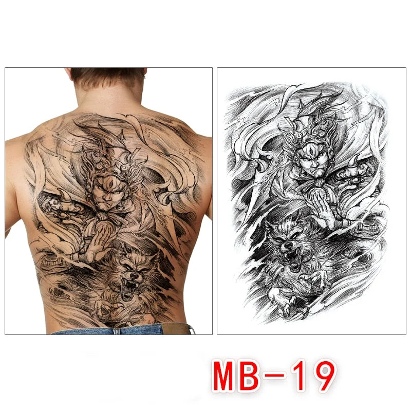 Waterproof temporary men tattoos tattoo full back large tatoo fake dragon girl tattoo body art sticker sexy decals transferable