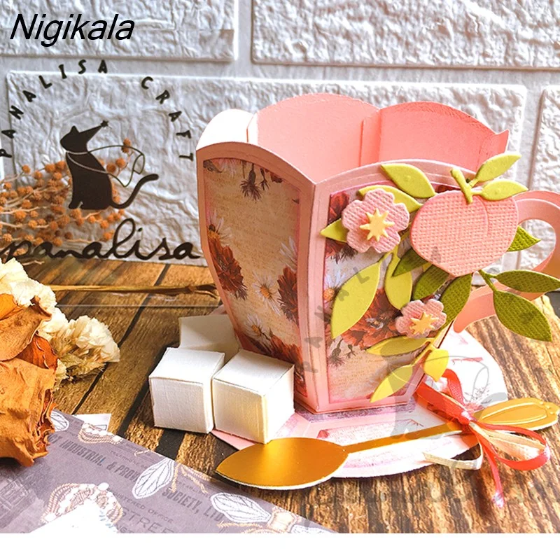 Nigikala Big Tea Cup Dies Metal Cutting Dies Stencils DIY Scrapbooking